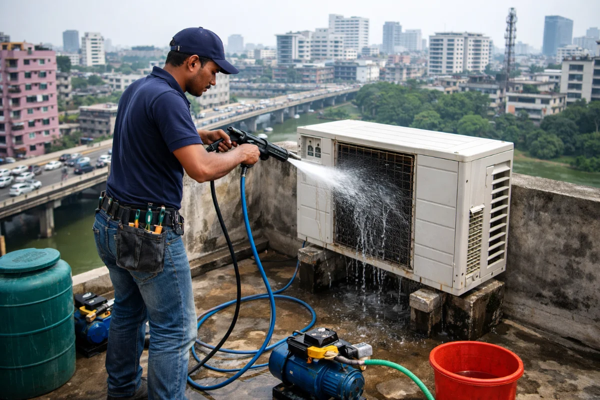 ac service baridhara by Sohan Engineering Works teachnician.