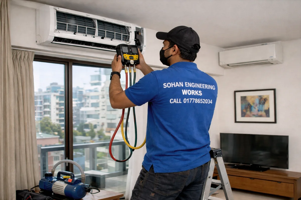 ac service in mohakhali by Sohan Engineering Works expert technician.